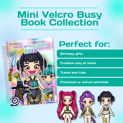 Cute Girl Zoey Mini Busy Book – Interactive Dress Up Play Book