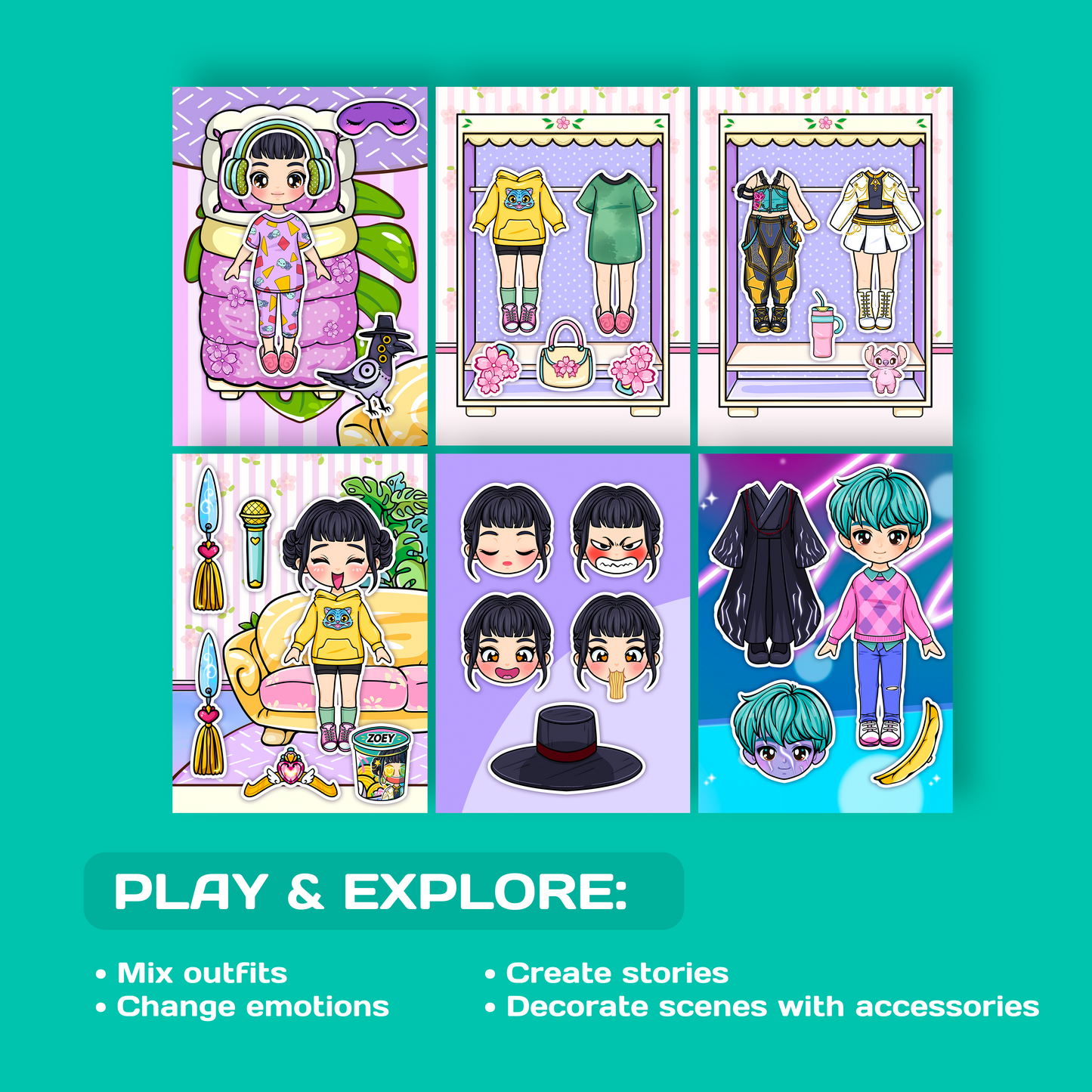 Cute Girl Zoey Mini Busy Book – Interactive Dress Up Play Book