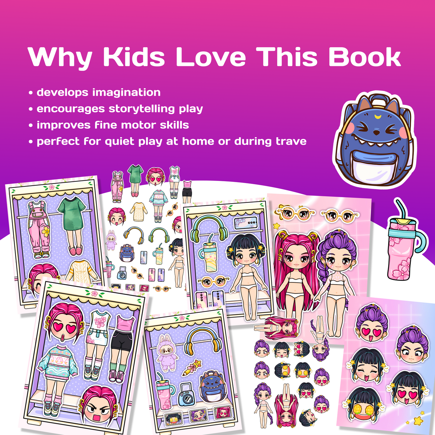 Hunter Girls Mini Busy Book for Kids – Interactive Dress Up Toy