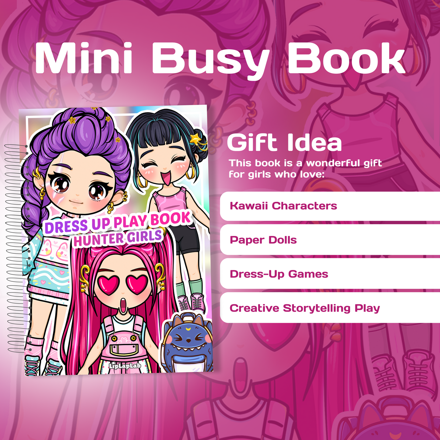 Hunter Girls Mini Busy Book for Kids – Interactive Dress Up Toy