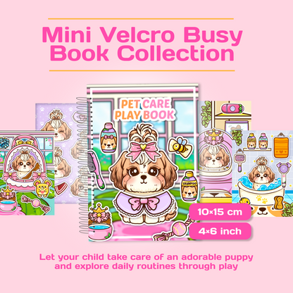 Mini Velcro Busy Book for Kids | Puppy Pet Care Dress Up Book