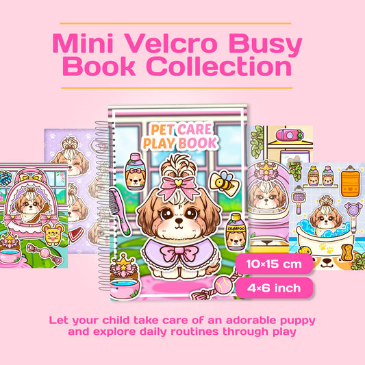 Mini Velcro Busy Book for Kids | Puppy Pet Care Dress Up Book