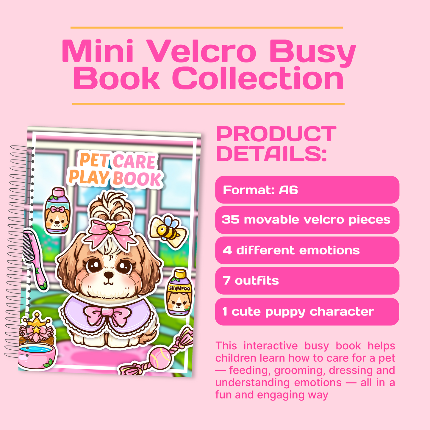 Pink Pet Care Gift Box – Puppy & Kitten Interactive Mini Books
